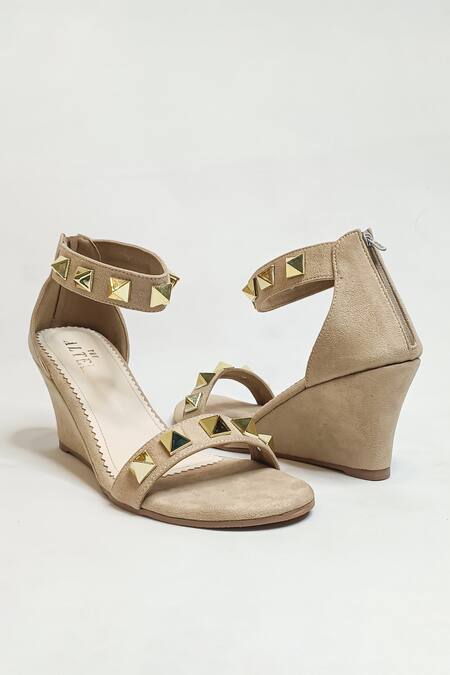 The Alter_Beige Studs Asher Studded Wedges _at_Aza_Fashions