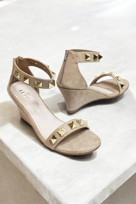 Shop_The Alter_Beige Studs Asher Studded Wedges 