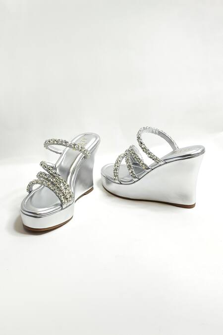 The Alter_Silver Rhinestones Embellished Wedges _Online_at_Aza_Fashions