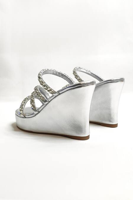The Alter_Silver Rhinestones Embellished Wedges _at_Aza_Fashions