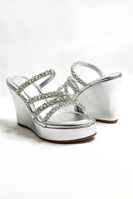 Buy_The Alter_Silver Rhinestones Embellished Wedges 
