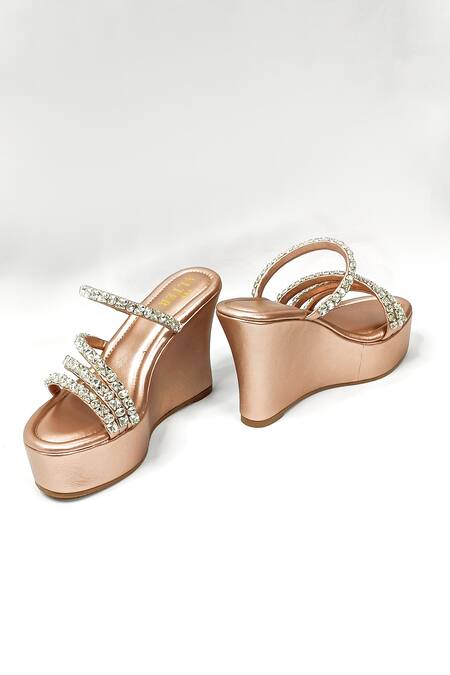 The Alter Rose Gold Rhinestones Embellished Wedges Online at Aza Fashions The Alter_Rose Gold Rhinestones Embellished Wedges _Online_at_Aza_Fashions