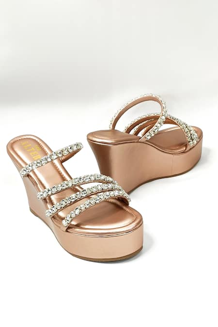 The Alter Rose Gold Embellished Wedges 