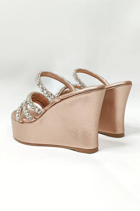 Buy The Alter Rose Gold Rhinestones Embellished Wedges Buy_The Alter_Rose Gold Rhinestones Embellished Wedges