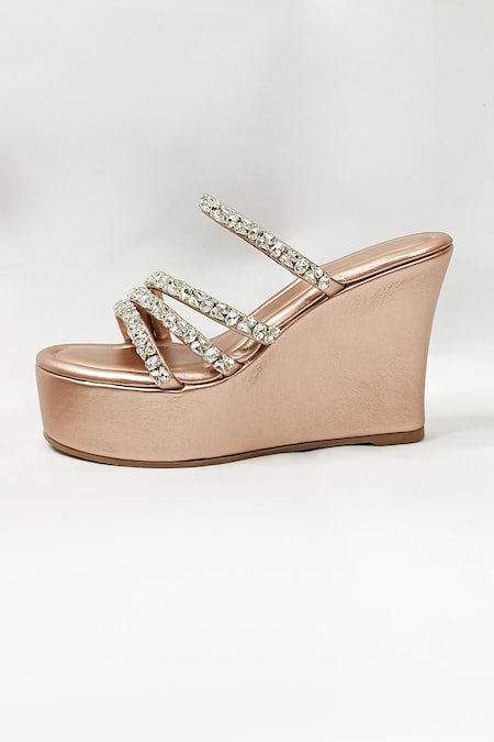 Shop The Alter Rose Gold Rhinestones Embellished Wedges Shop_The Alter_Rose Gold Rhinestones Embellished Wedges