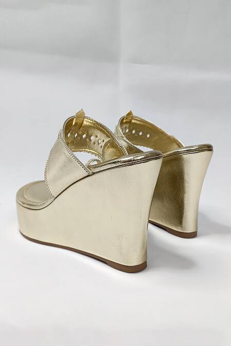 Shop_The Alter_Gold Meera Kohla Wedges _Online_at_Aza_Fashions
