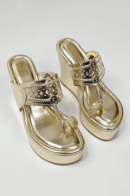 The Alter Meera Gold Kohla Wedges 