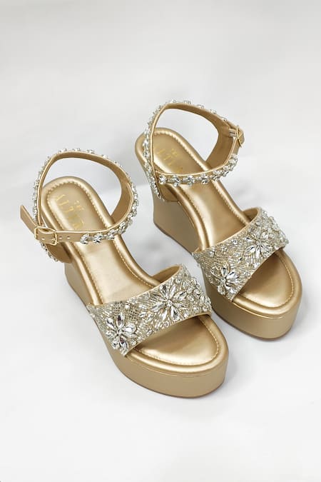 The Alter Sophia Gold Embellished Wedges 
