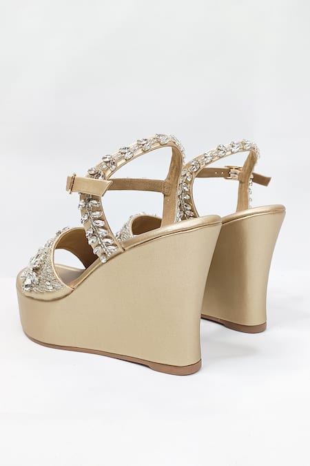Buy_The Alter_Gold Rhinestones Sophia Embellished Wedges 