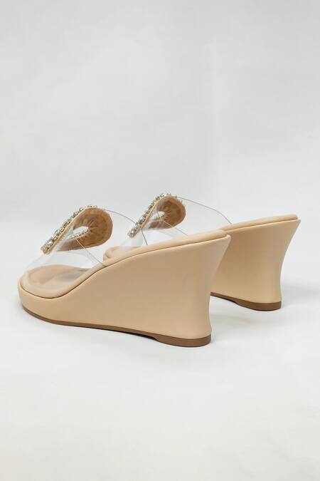 Buy_The Alter_Beige Rhinestones Clear Embellished Wedges 