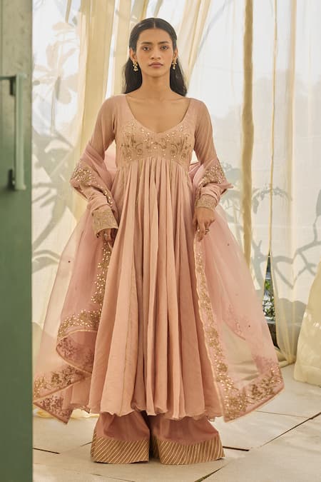 Rhua Soft Pink Embroidered Anarkali Set 