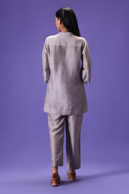 Shop Label Radini Multi Color Silk Round Neck Dusky Petals Printed Kurta Set at Aza Fashions Shop_Label Radini_Multi Color Silk Round Neck Dusky Petals Printed Kurta Set _at_Aza_Fashions