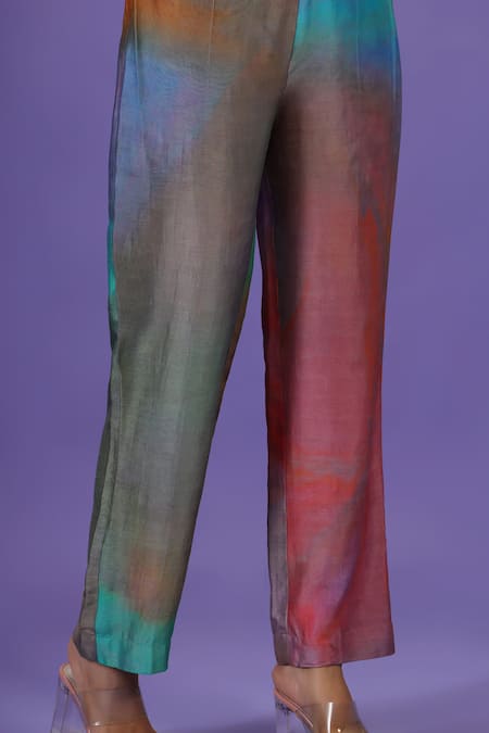 Buy_Label Radini_Multi Color Silk Collared Mystic Petals Long Kurta Set _Online_at_Aza_Fashions