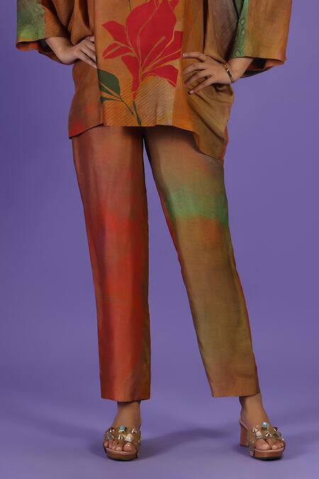 Shop Label Radini Multi Color Silk Mandarin Collar Floral Majesty Dupion Pant Set Online at Aza Fashions Shop_Label Radini_Multi Color Silk Mandarin Collar Floral Majesty Dupion Pant Set _Online_at_Aza_Fashions