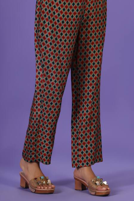 Buy Label Radini Multi Color Silk Collared Printed Kurta And Pant Set Online at Aza Fashions Buy_Label Radini_Multi Color Silk Collared Printed Kurta And Pant Set _Online_at_Aza_Fashions