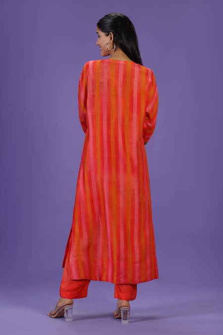 Label Radini Vermilion Aura Long Kurta Set 