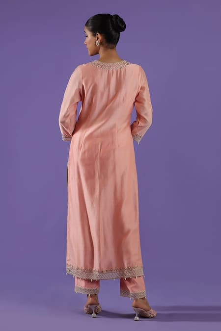 Label Radini Peach Tilla Kurta Set 