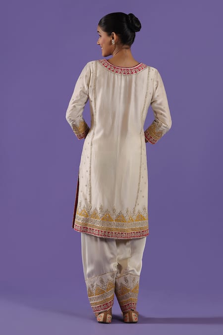 Label Radini Ivory Tilla Short Kurta Set 