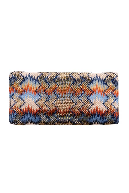 Etcetera Crystal Embellished Jute Clutch 