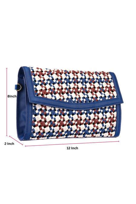 Etcetera_Multi Color Mosaico Weave Vegan Leather Clutch _Online_at_Aza_Fashions
