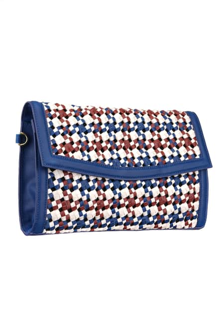 ETCETERA Multi Color Mosaico Weave Vegan Leather Clutch 