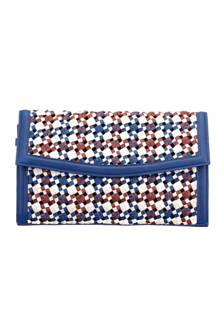 Buy_Etcetera_Multi Color Mosaico Weave Vegan Leather Clutch _Online_at_Aza_Fashions