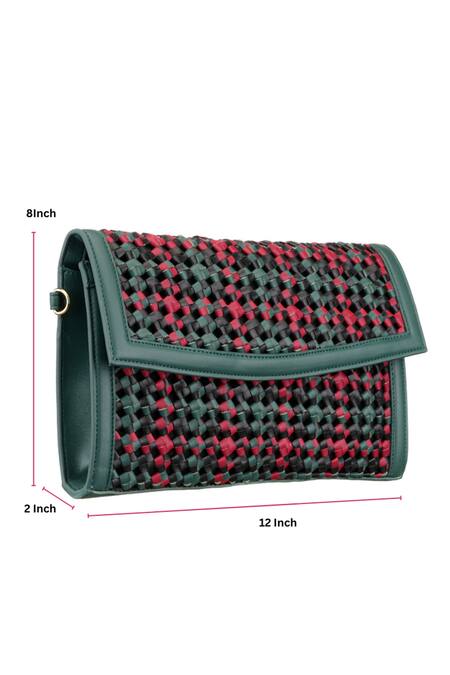 Buy_Etcetera_Multi Color Mosaico Weave Vegan Leather Clutch _Online_at_Aza_Fashions