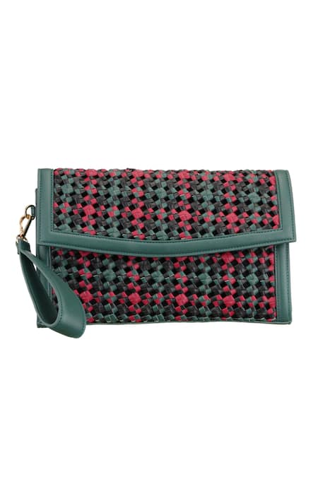 Shop_Etcetera_Multi Color Mosaico Weave Vegan Leather Clutch _Online_at_Aza_Fashions