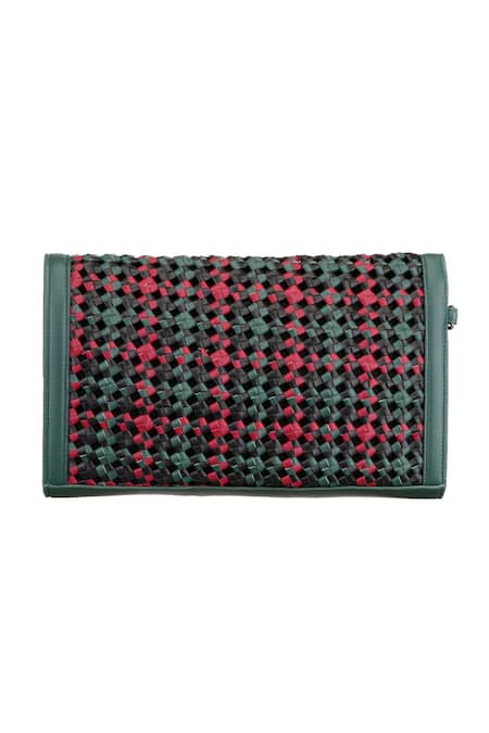 Etcetera Mosaico Weave Vegan Leather Clutch 