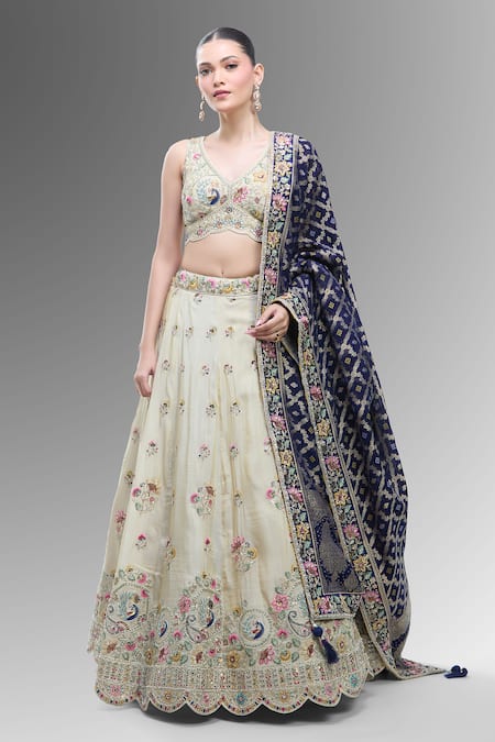 Samyukta Singhania Cream Embroidered Classic Lehenga Set 