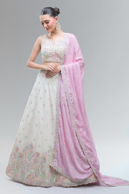 Samyukta Singhania Classic Cream Embroidered Lehenga Set 