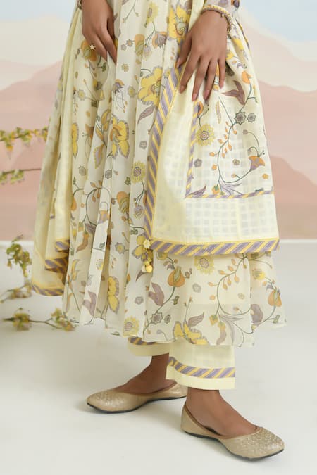 Buy Baise Gaba Beige Chiffon, Cotton Embroidery Floral Print Anarkali Set Online at Aza Fashions Buy_Baise Gaba_Beige Chiffon, Cotton Embroidery Floral Print Anarkali Set _Online_at_Aza_Fashions