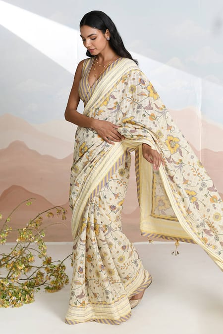 Baise Gaba Bloomline Saree With Unstitched Blouse Fabric 