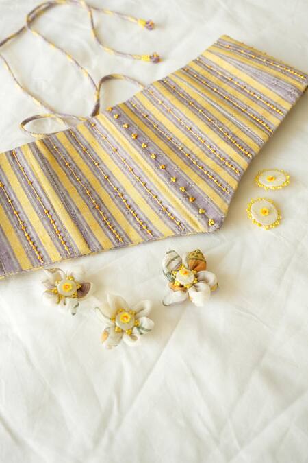 Buy Baise Gaba Yellow Candystripe Corset Belt Online at Aza Fashions Buy_Baise Gaba_Yellow Candystripe Corset Belt _Online_at_Aza_Fashions