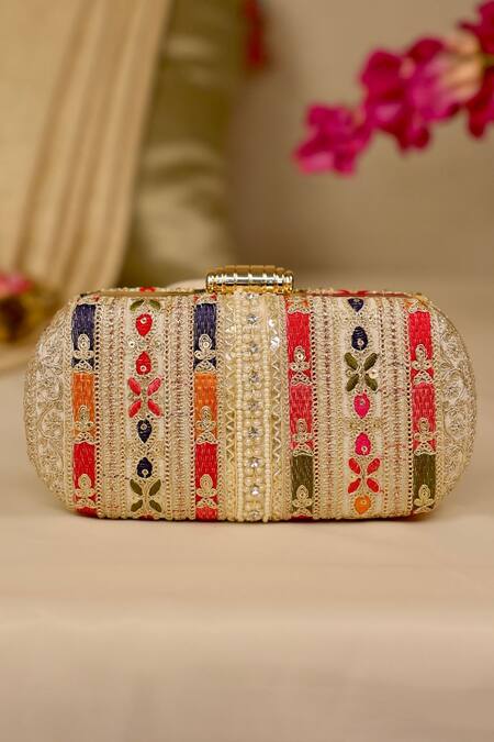 Shop_Amyra_Multi Color Embroidery Naaz Capsule Clutch_Online_at_Aza_Fashions