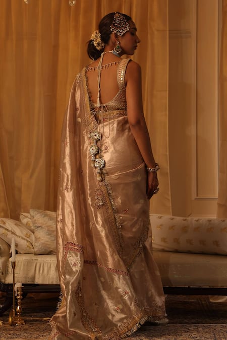 Aditi Gupta Ivory Silk Zari Tissue Saree Set 