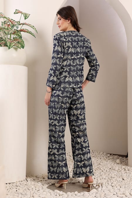 Saaj By Ankita Deep Blue Designer Jacket & Pant Set 