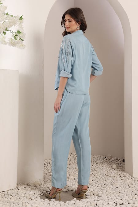 Saaj By Ankita Blue Mirage Chambray Co-ord Set 