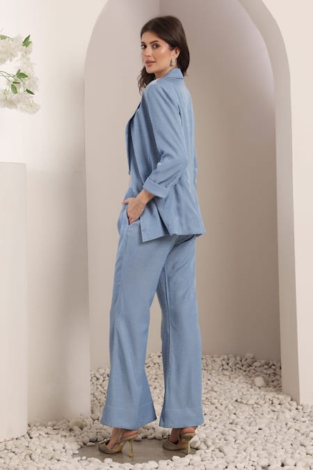 Saaj By Ankita Sky Blue Crystal Blues Set 