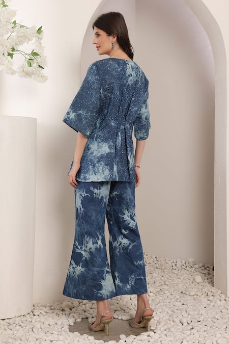 Saaj By Ankita Starstruck Tie-Dye Denim Pant Set 