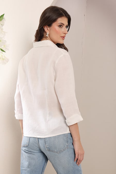 Saaj By Ankita Embroidered Linen Sunspell Shirt 