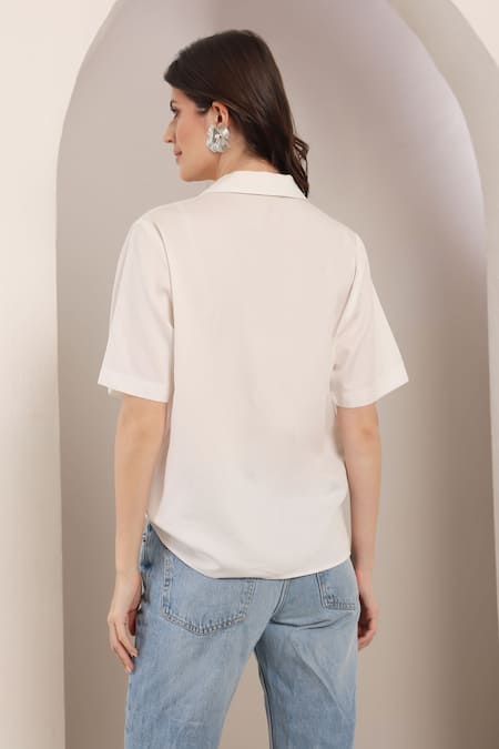 Saaj By Ankita White Floral Embroidered Shirt 