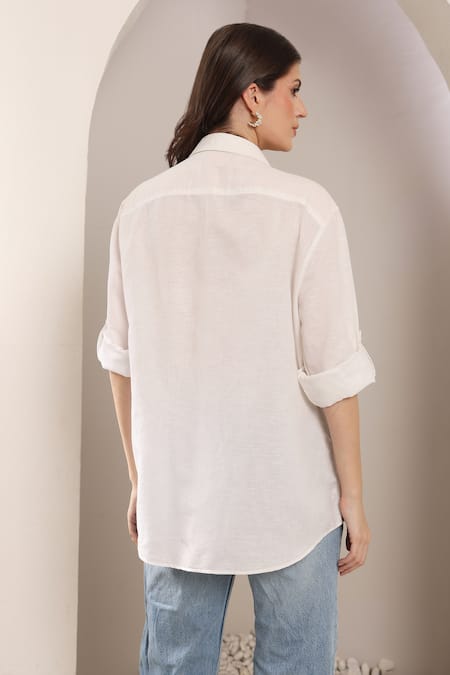 Saaj By Ankita Ivory Glint Cotton Shirt 