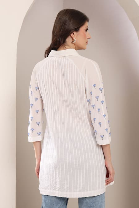 Saaj By Ankita Embroidered White Cotton Shirt 