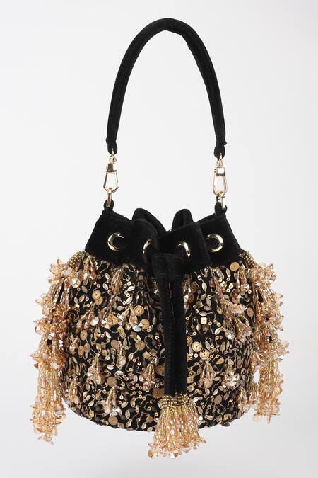 Varun Bahl_Black Sequins, Beads Stardust Potli _at_Aza_Fashions