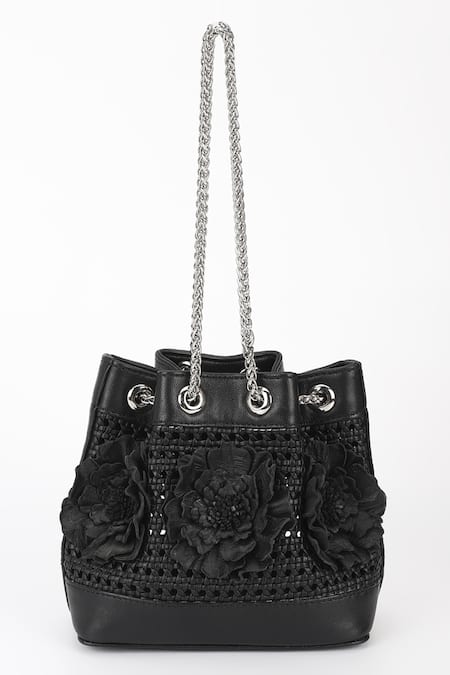 Varun Bahl Floral Weave Leather Potli 