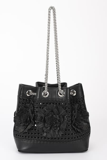 Varun Bahl Floral Weave Leather Potli 