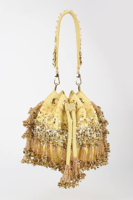 Varun Bahl_Lavender Beads, Sequins Lemon Luxe Potli Bag _Online_at_Aza_Fashions
