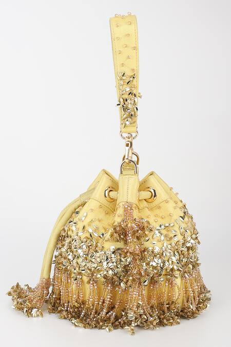 Buy_Varun Bahl_Lavender Beads, Sequins Lemon Luxe Potli Bag _Online_at_Aza_Fashions