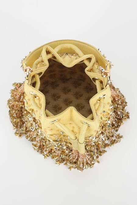 Shop_Varun Bahl_Lavender Beads, Sequins Lemon Luxe Potli Bag _Online_at_Aza_Fashions